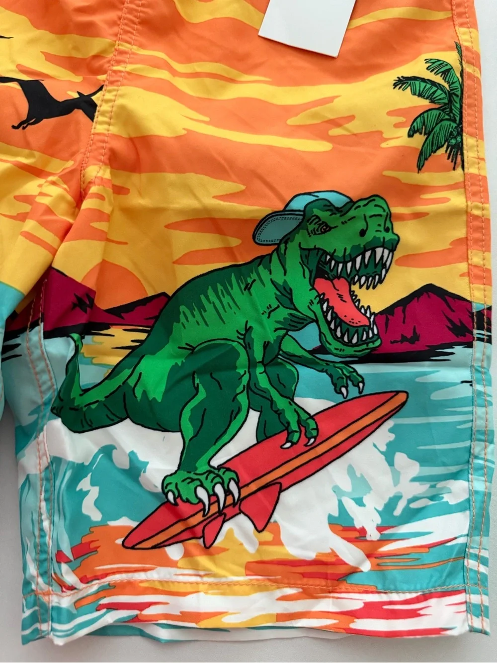 (NWT) Old Navy Boy’s Dinosaur 🦖 Swim Trunks in Orange/Multi, Large (10/12)